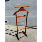 Vintage Wooden Rolling Valet Butler Suit Rack Stand - Brevettato Italy