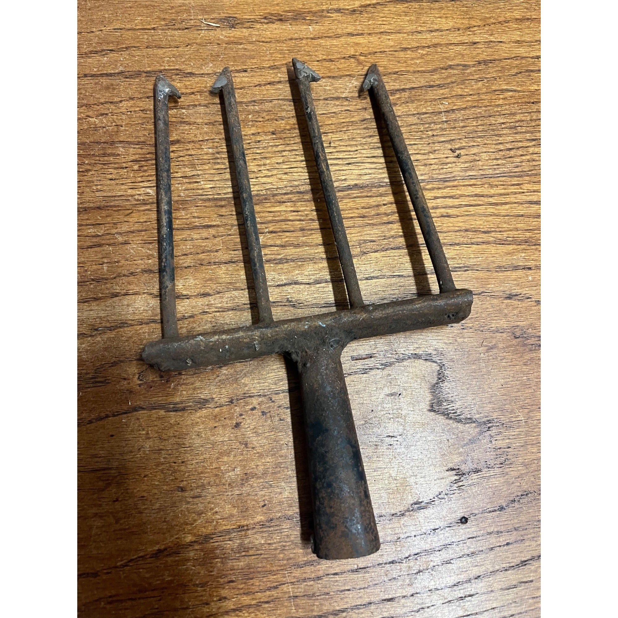 Vintage Metal 4-Tine Prong Fishing Spear Cabin Decor Forged Steel