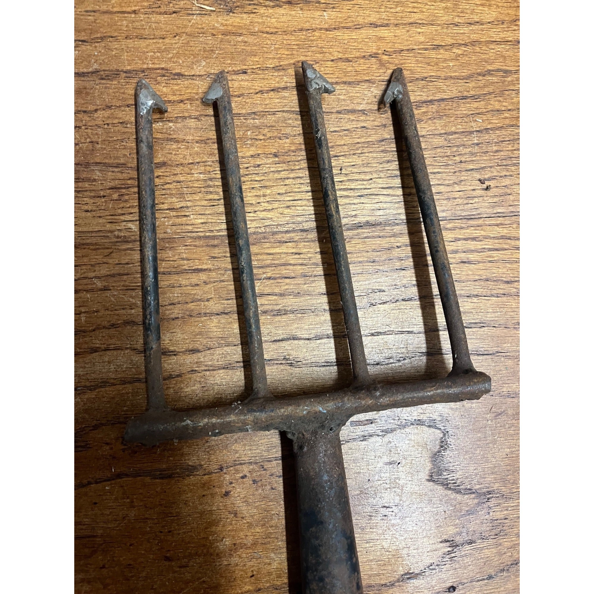 Vintage Metal 4-Tine Prong Fishing Spear Cabin Decor Forged Steel