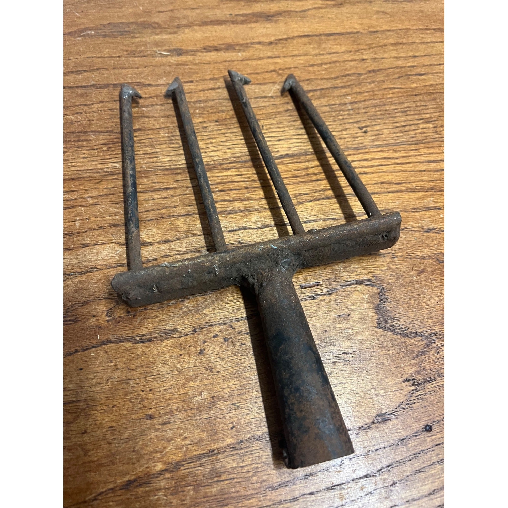 Vintage Metal 4-Tine Prong Fishing Spear Cabin Decor Forged Steel