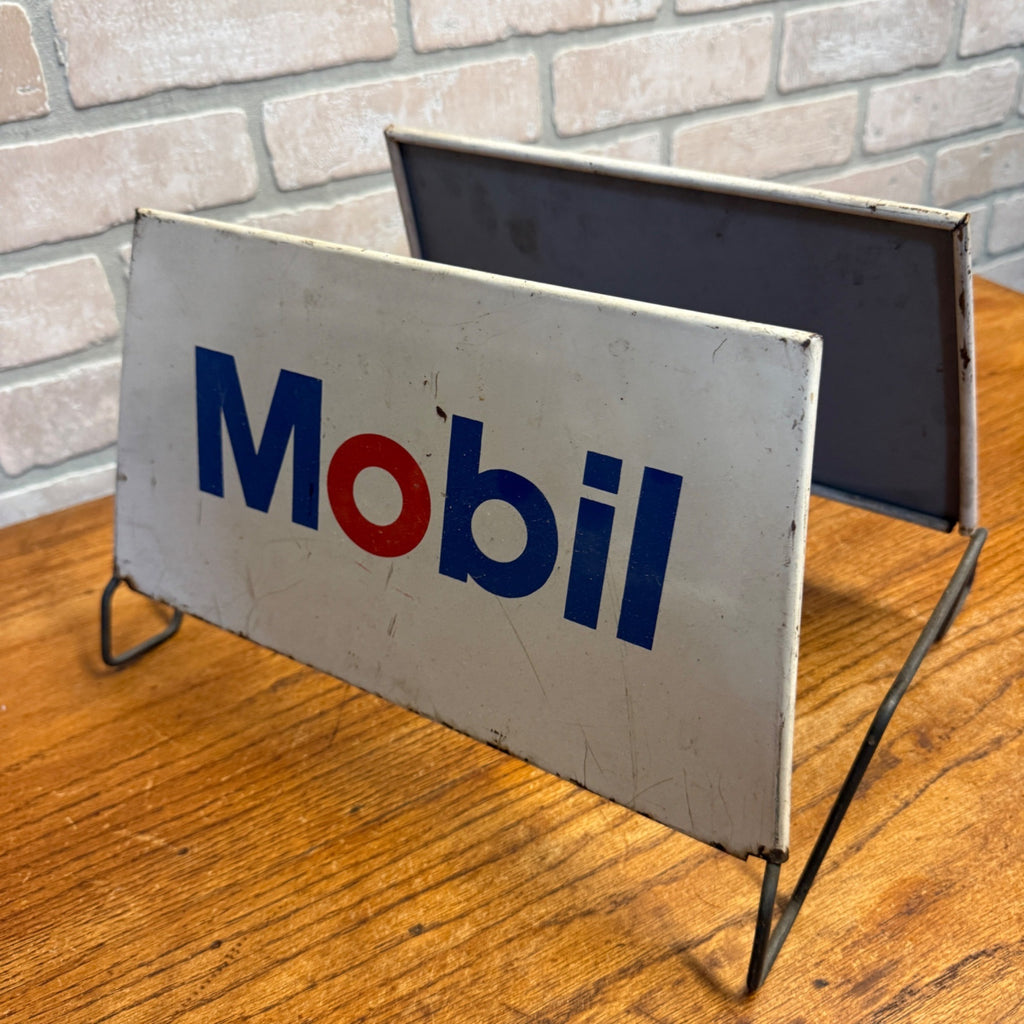 Vintage MOBIL Tires Sign Display Rack Signs Metal Gas Station Tire Stand