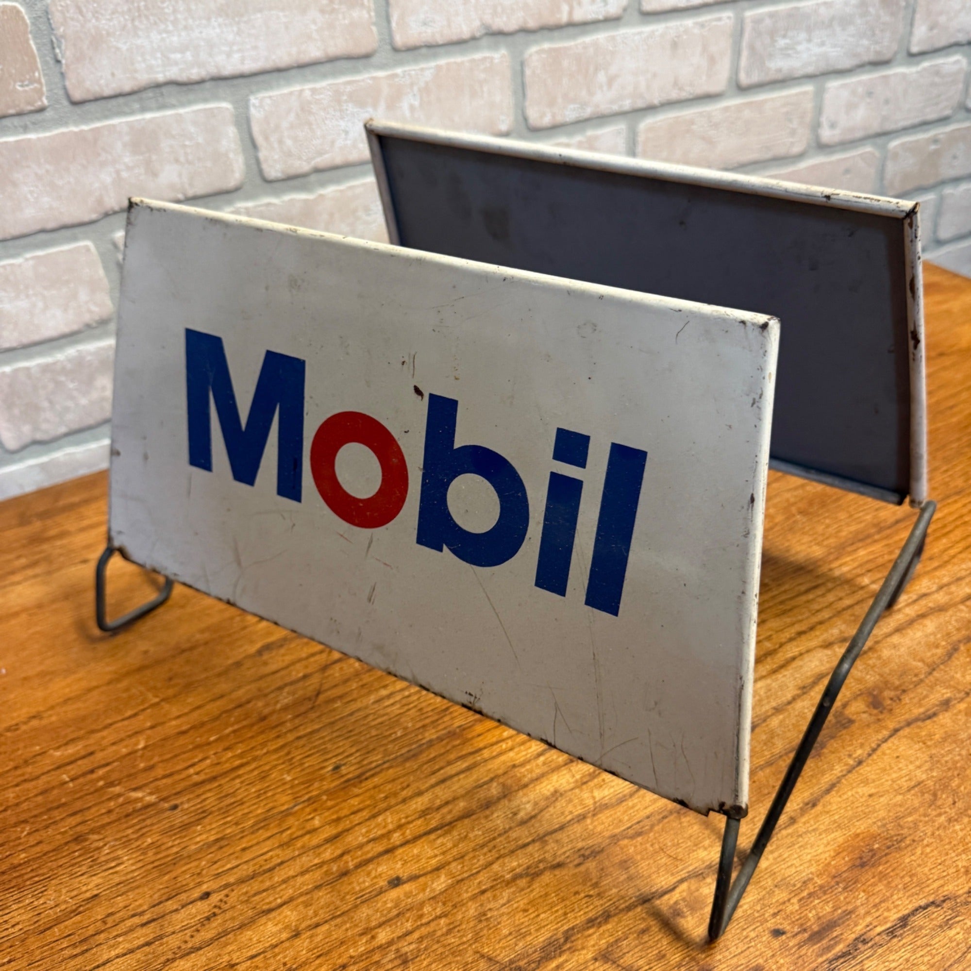 Vintage MOBIL Tires Sign Display Rack Signs Metal Gas Station Tire Stand
