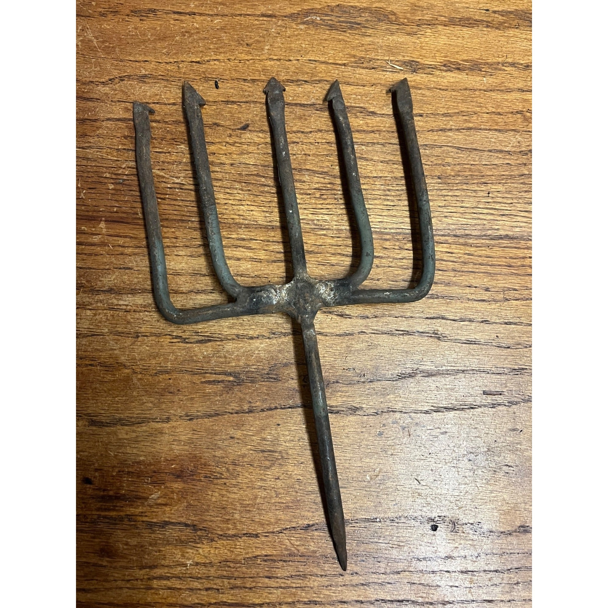 Vintage Metal 5-Tine Prong Fishing Spear Cabin Decor Forged Steel