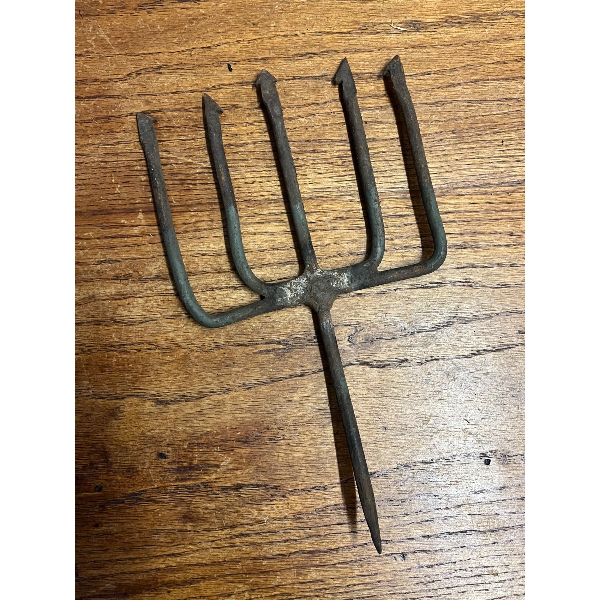 Vintage Metal 5-Tine Prong Fishing Spear Cabin Decor Forged Steel