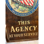 Vintage Early 1900s AETNA Insurance "Agency At Your Service" Wood Sign Patriotic