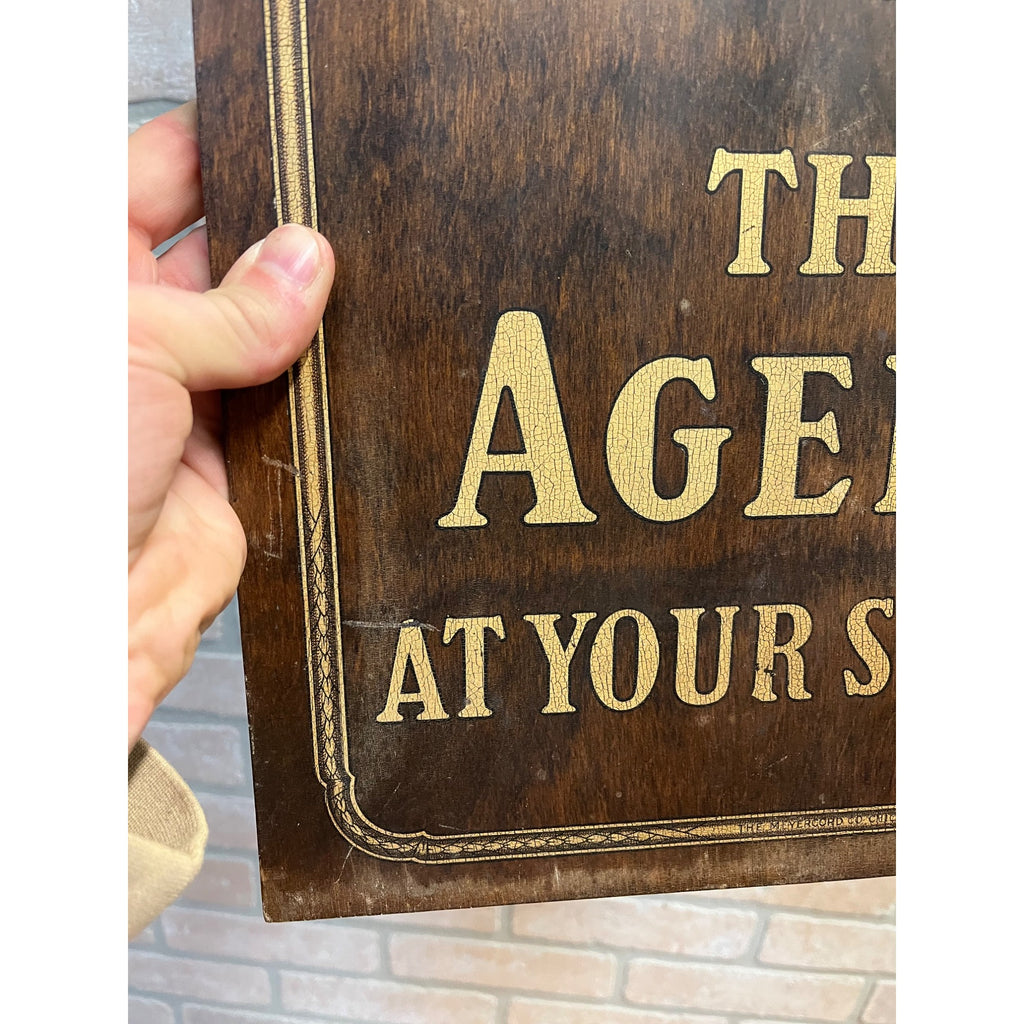 Vintage Early 1900s AETNA Insurance "Agency At Your Service" Wood Sign Patriotic