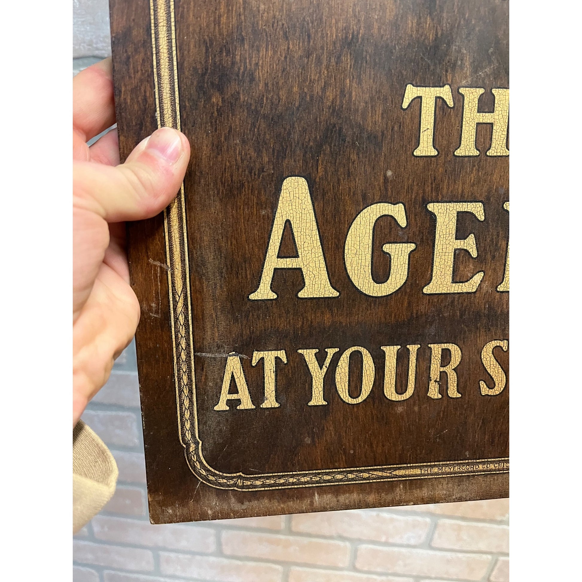 Vintage Early 1900s AETNA Insurance "Agency At Your Service" Wood Sign Patriotic