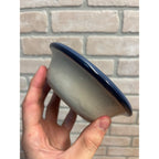 Brinker Pots 1994 Stoneware Dog Pet Bowl Gray Blue W/ Paw Prints