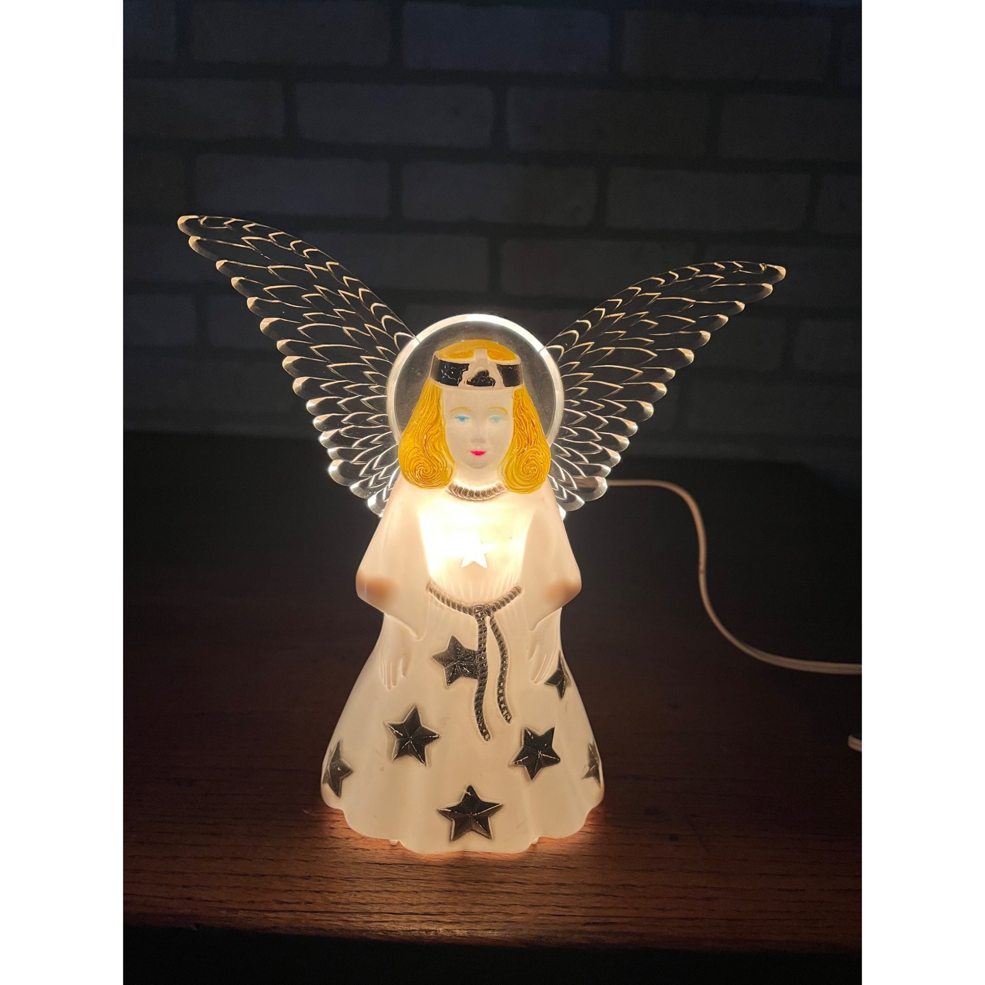 Vintage 1940s Paramount Illuminated Plastic Angel Lighted Tree Topper