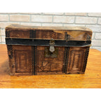Antique Vintage Child's Trunk Steamer Paper Litho on Wood Doll Clothes Chest