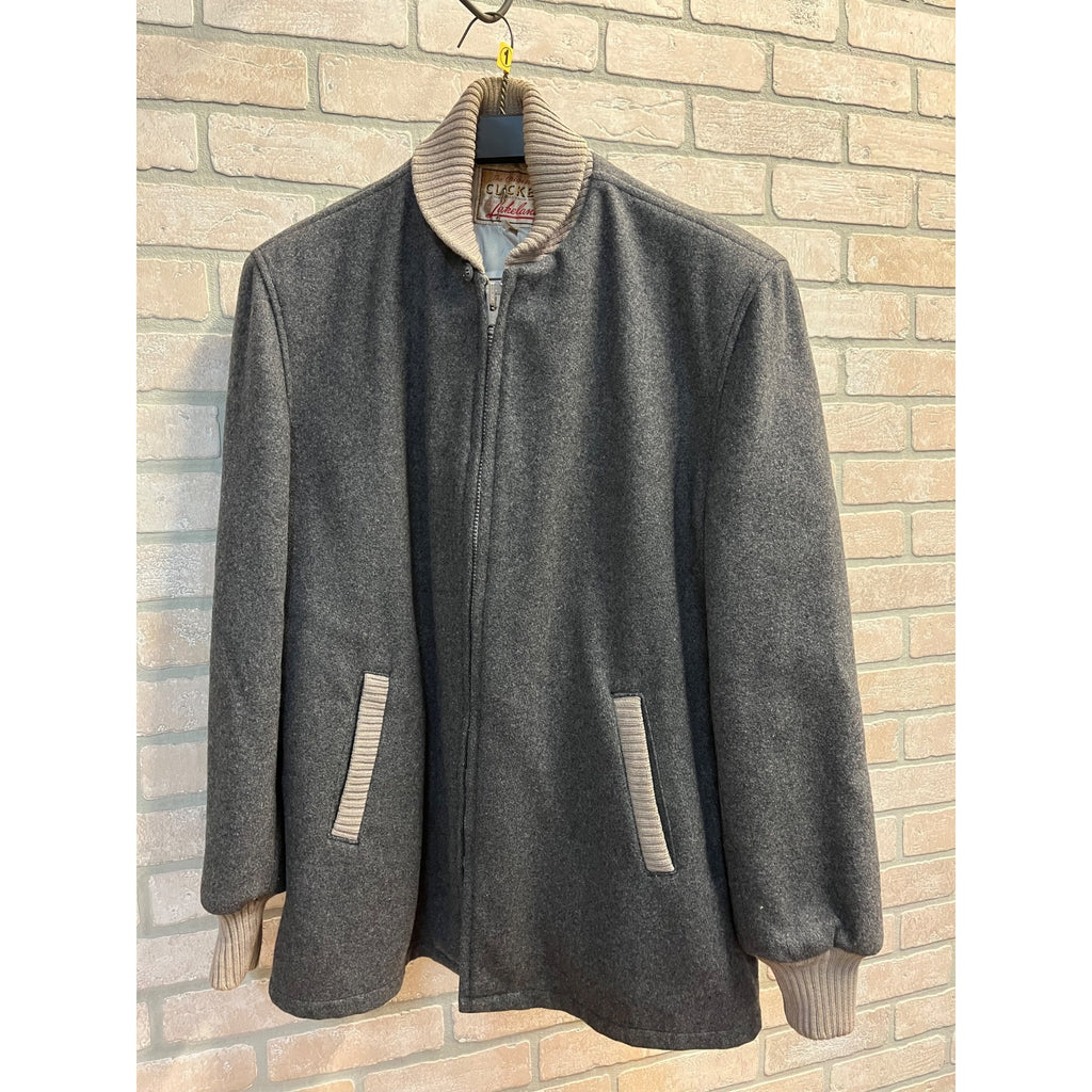 Vintage Lakeland Clicker Dark Gray Wool Car Club Crusier Coat Jacket Sz 42 MINT