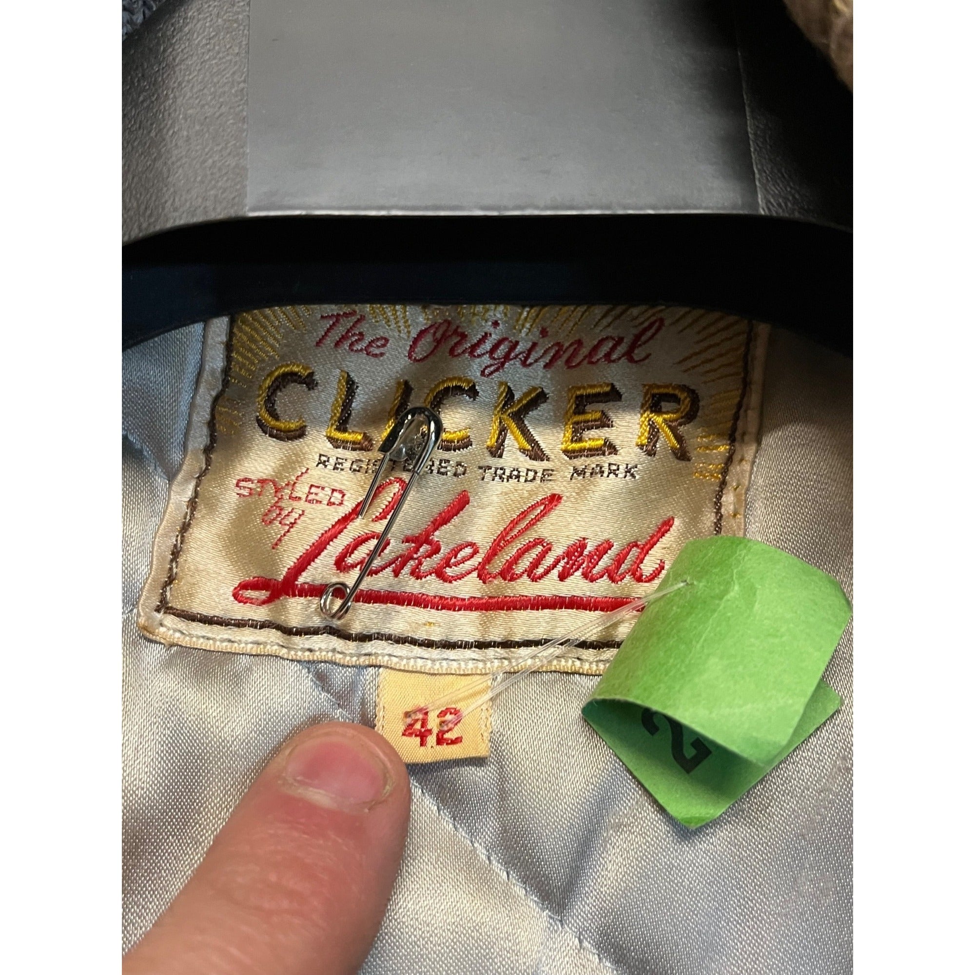 Vintage Lakeland Clicker Dark Gray Wool Car Club Crusier Coat Jacket Sz 42 MINT