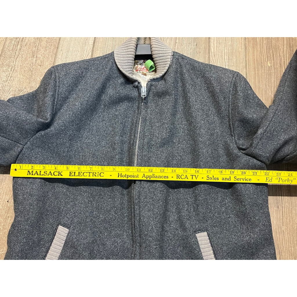 Vintage Lakeland Clicker Dark Gray Wool Car Club Crusier Coat Jacket Sz 42 MINT