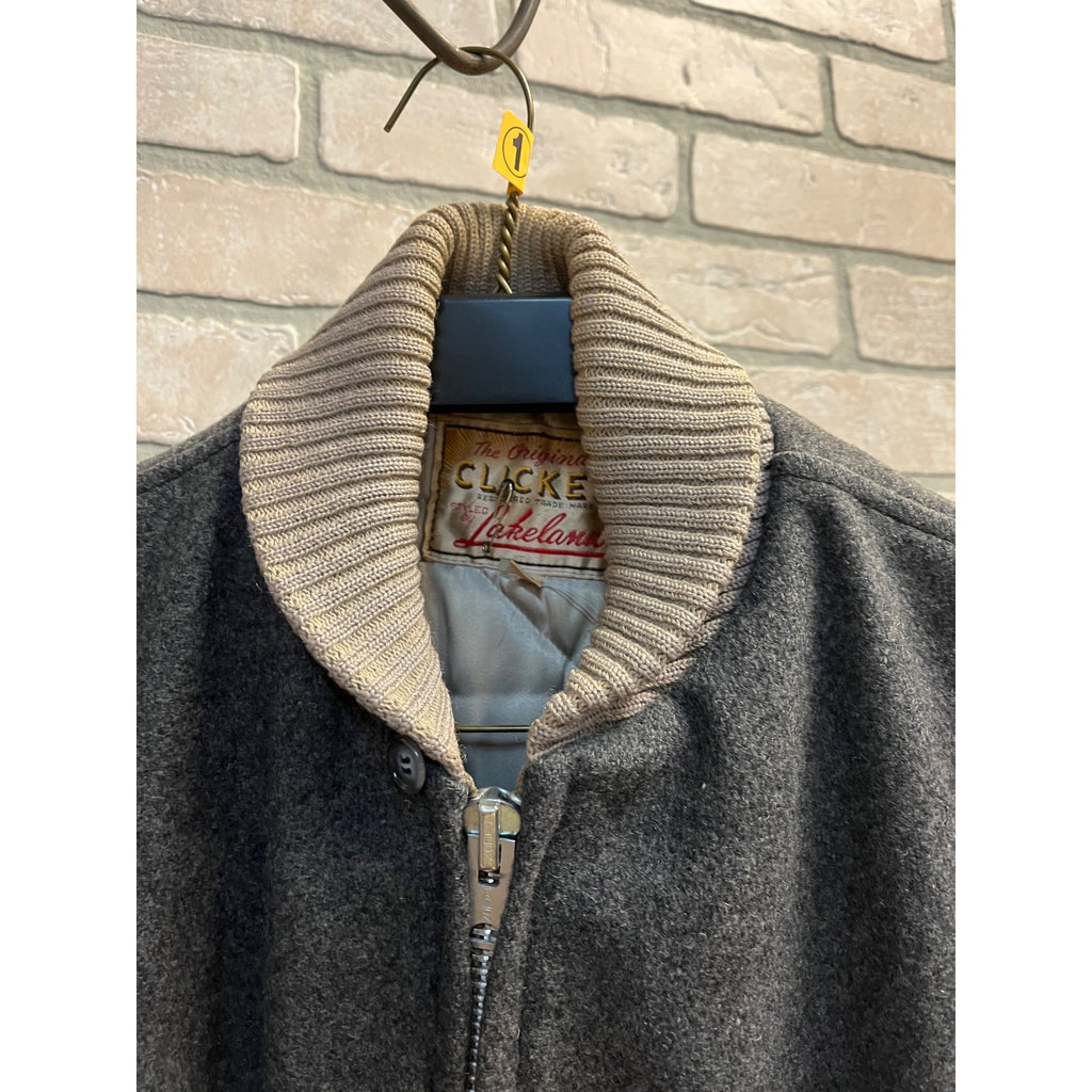 Vintage Lakeland Clicker Dark Gray Wool Car Club Crusier Coat Jacket Sz 42 MINT