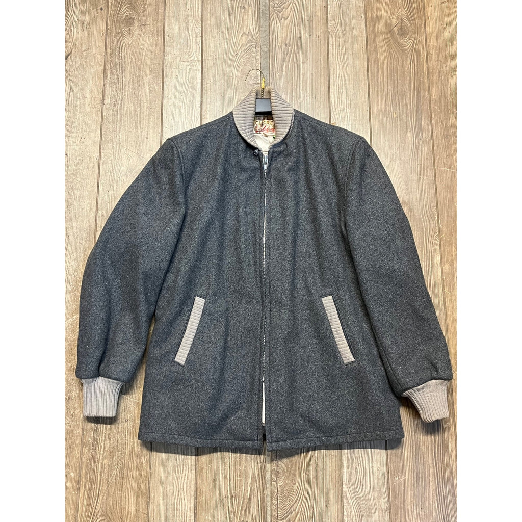 Vintage Lakeland Clicker Dark Gray Wool Car Club Crusier Coat Jacket Sz 42 MINT