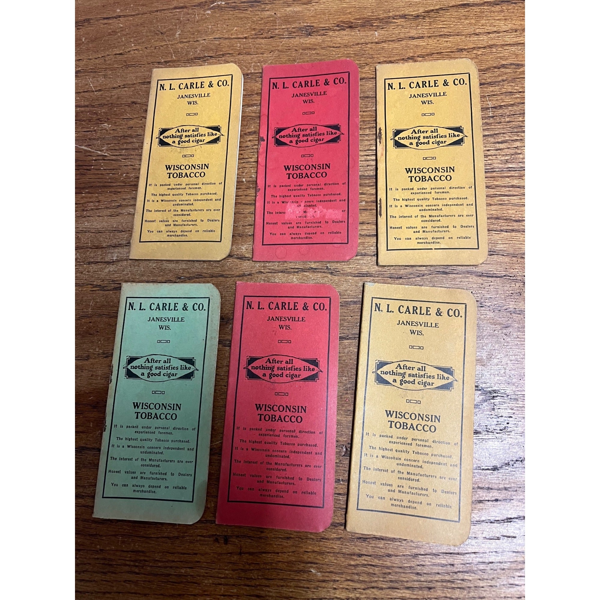 Vintage 1920s NL Carle Janesville, Wisconsin Tobacco Cigar Advertising Memo Pads