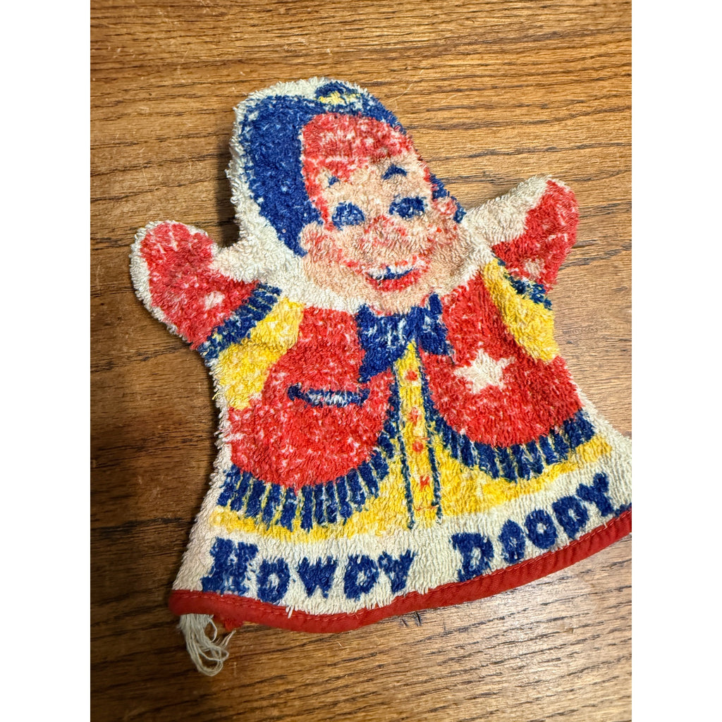 1950's Howdy Doody & Clarabell, Wash Cloth Hand Puppets (Kragen) Scarce Vintage