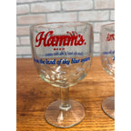 Vintage Pair Hamm’s Beer Goblet Thumbprint Heavy Stemmed Schooner Glass 6" Barware