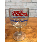 Vintage Pair Hamm’s Beer Goblet Thumbprint Heavy Stemmed Schooner Glass 6" Barware