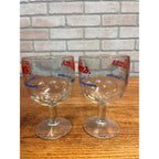 Vintage Pair Hamm’s Beer Goblet Thumbprint Heavy Stemmed Schooner Glass 6" Barware