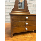 Vintage Miniature Wooden Jewelry Chest Dresser Mirror 3 Drawer Trinket Cabinet