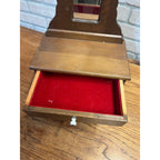 Vintage Miniature Wooden Jewelry Chest Dresser Mirror 3 Drawer Trinket Cabinet