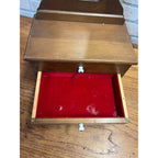 Vintage Miniature Wooden Jewelry Chest Dresser Mirror 3 Drawer Trinket Cabinet