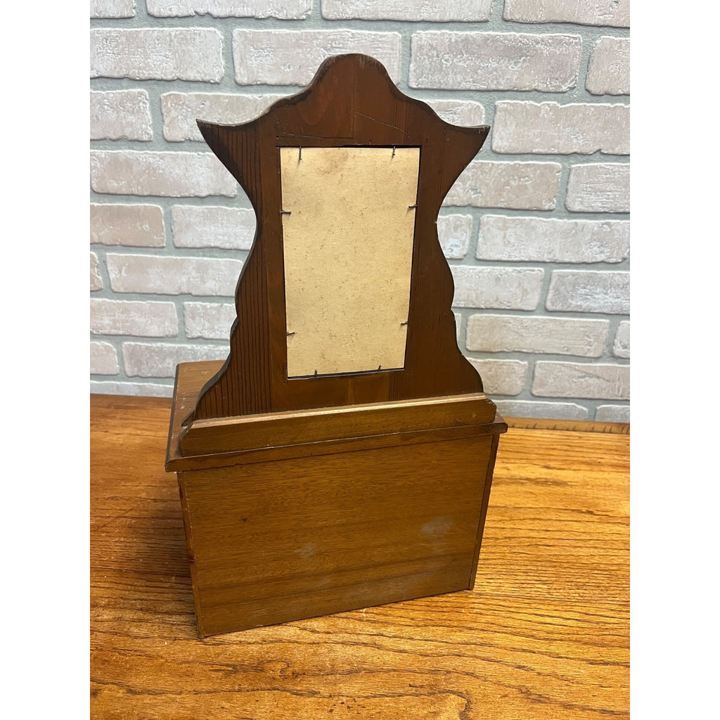 Vintage Miniature Wooden Jewelry Chest Dresser Mirror 3 Drawer Trinket Cabinet