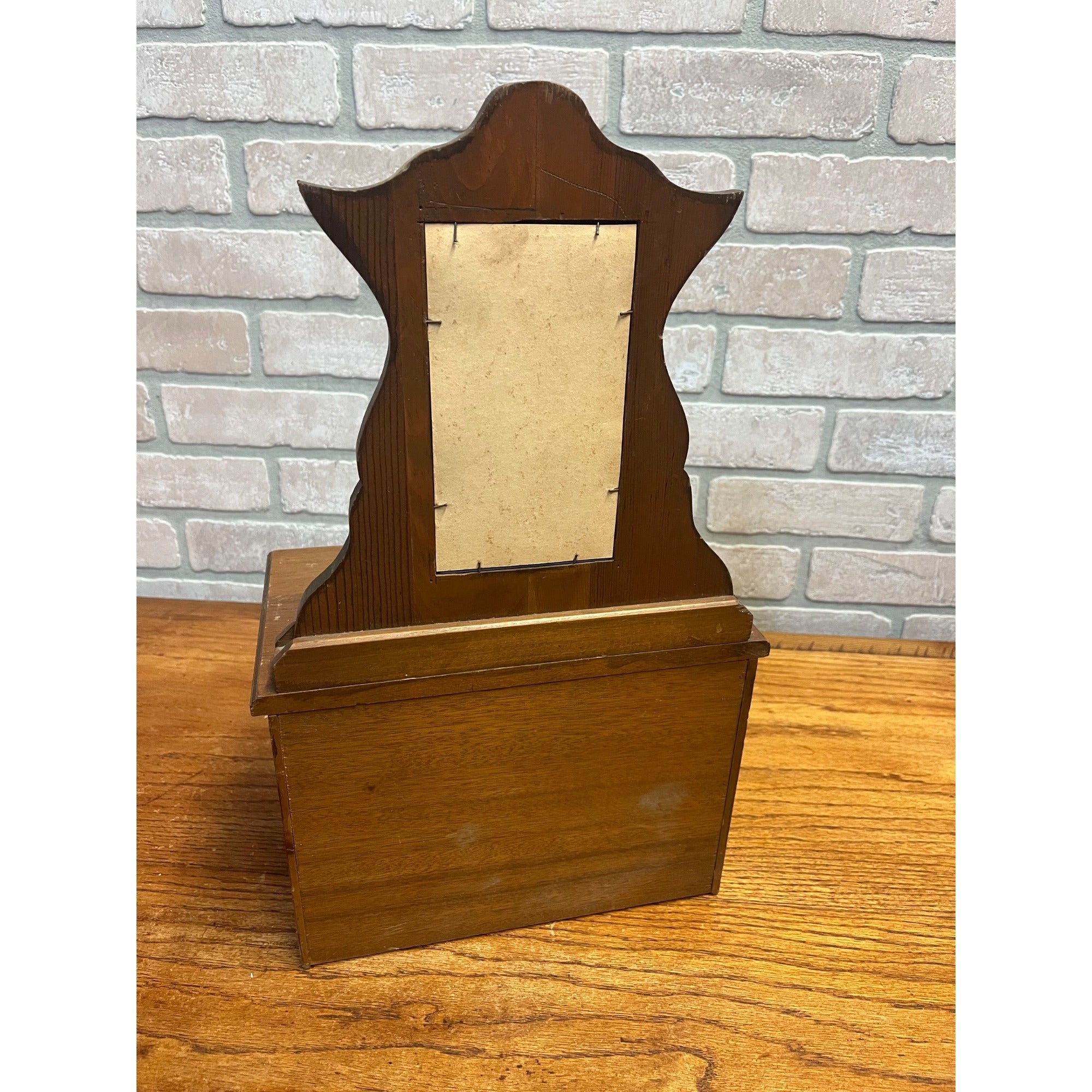 Vintage Miniature Wooden Jewelry Chest Dresser Mirror 3 Drawer Trinket Cabinet
