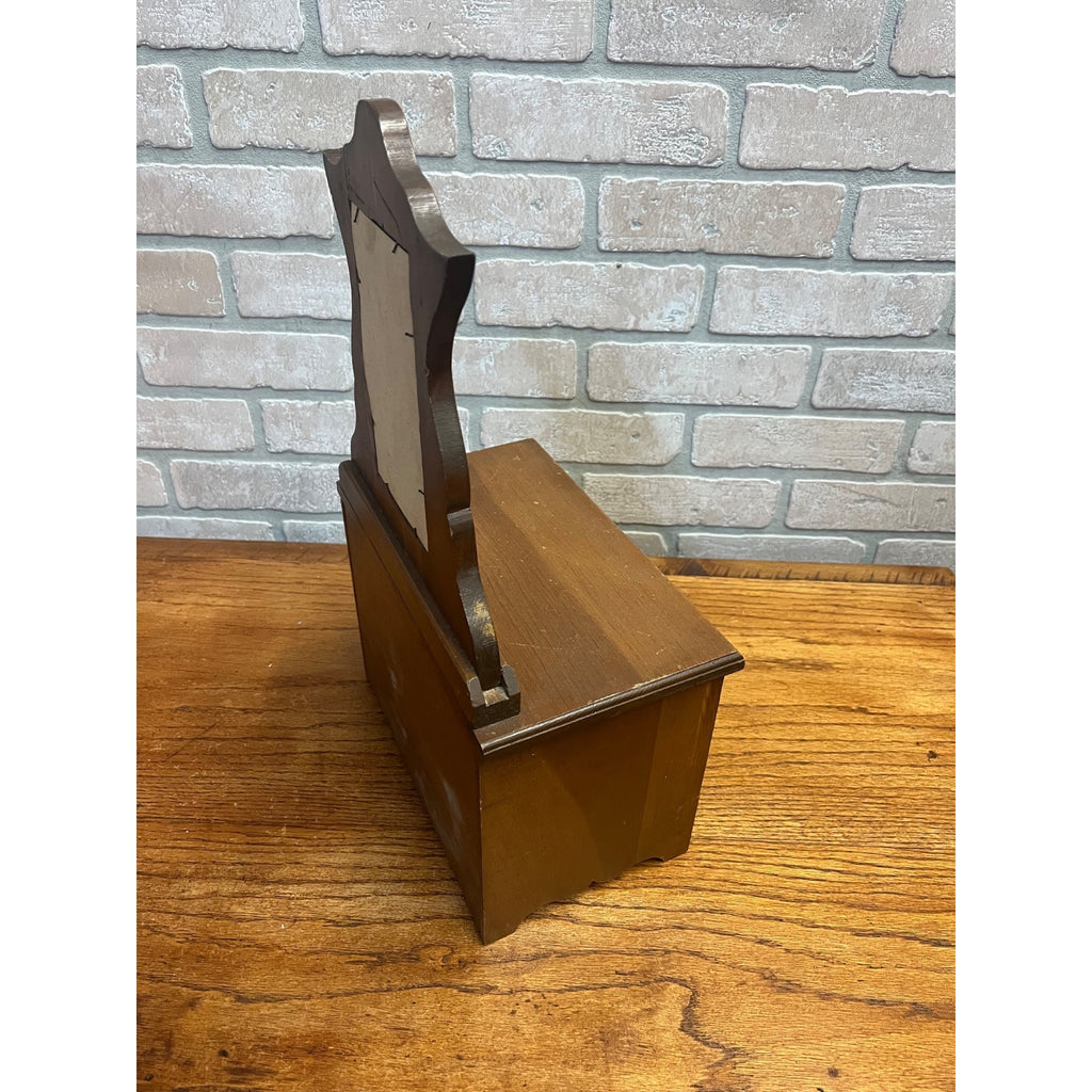Vintage Miniature Wooden Jewelry Chest Dresser Mirror 3 Drawer Trinket Cabinet