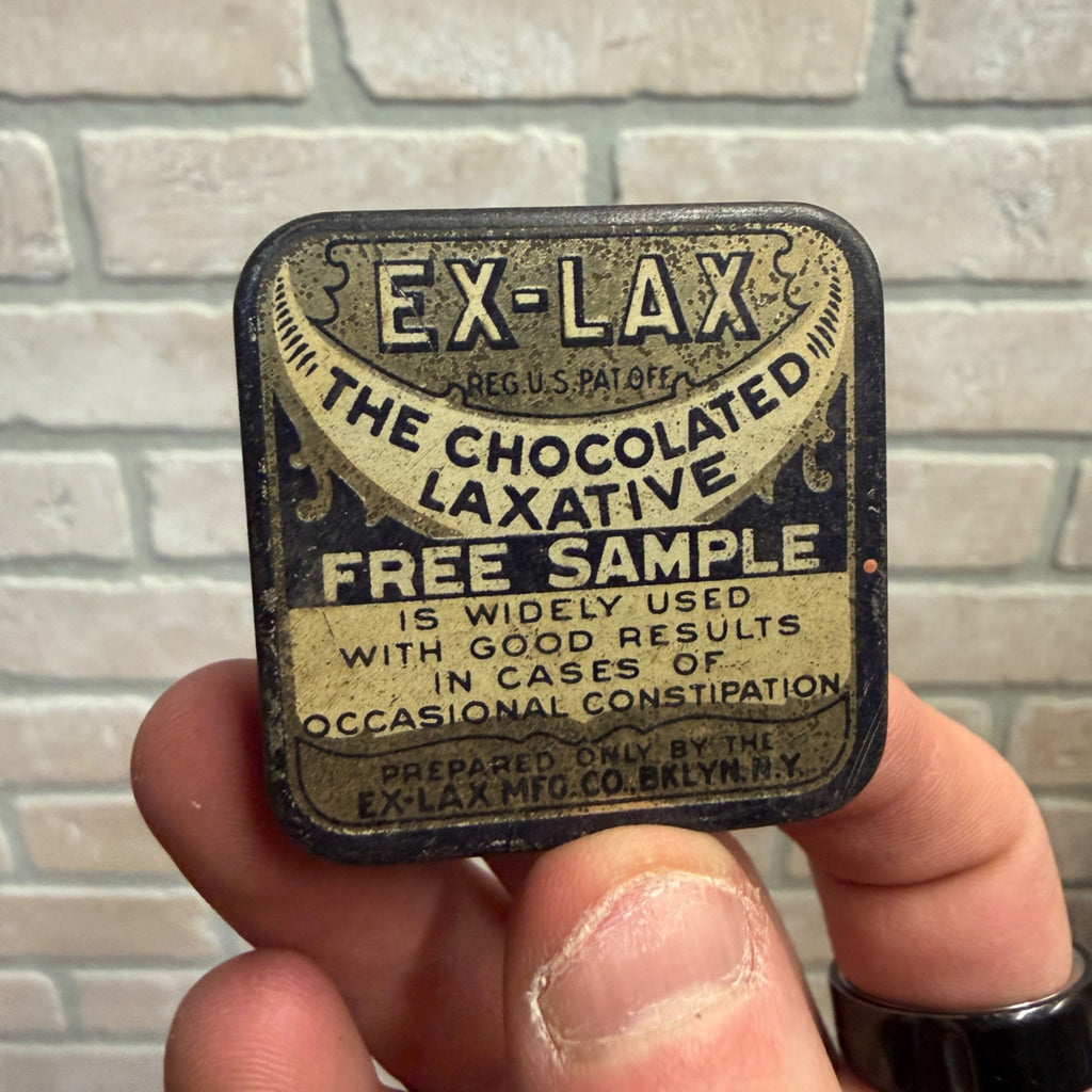 Vintage Ex Lax Sample Chocolate Laxative Metal Advertising Tin Pharmacy