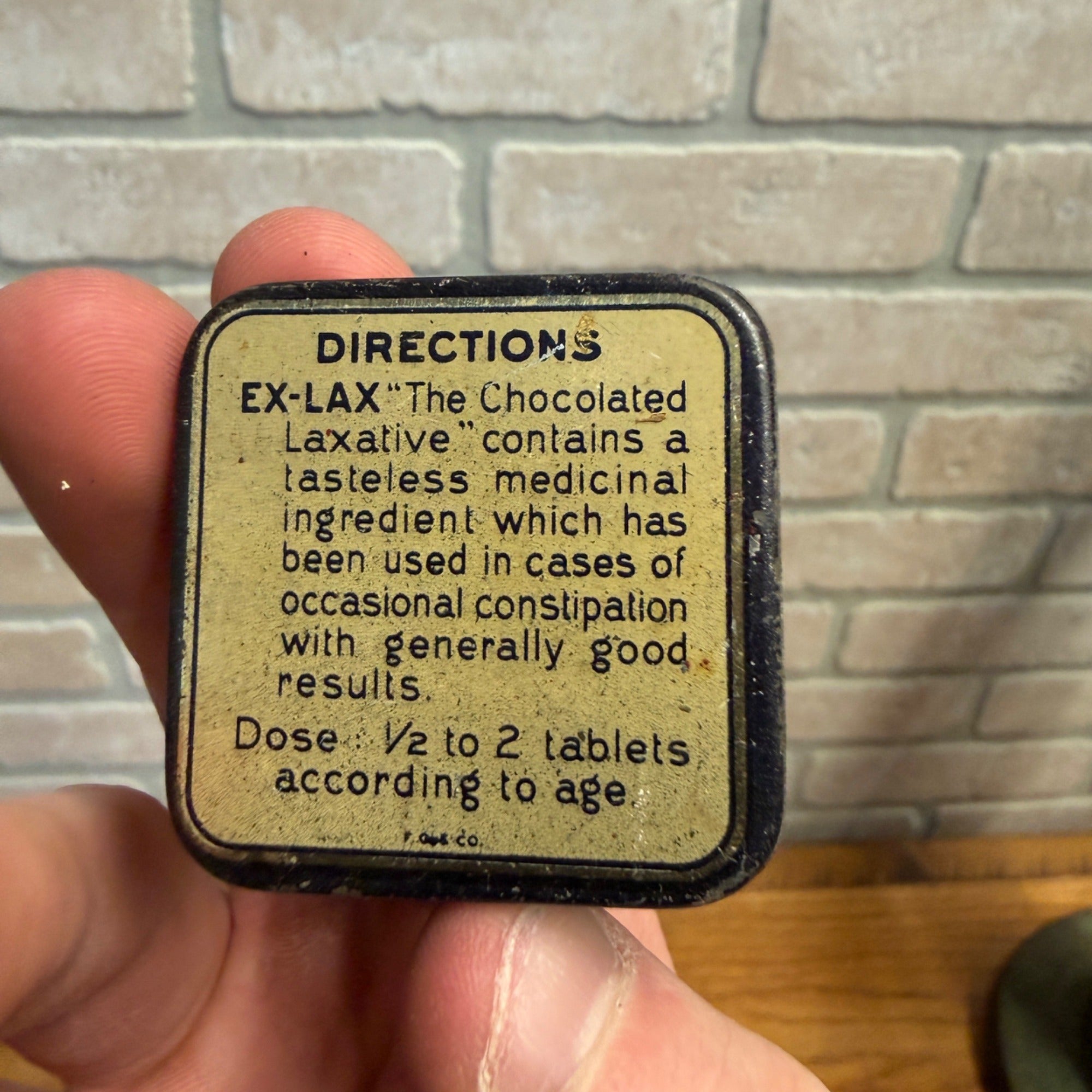 Vintage Ex Lax Sample Chocolate Laxative Metal Advertising Tin Pharmacy