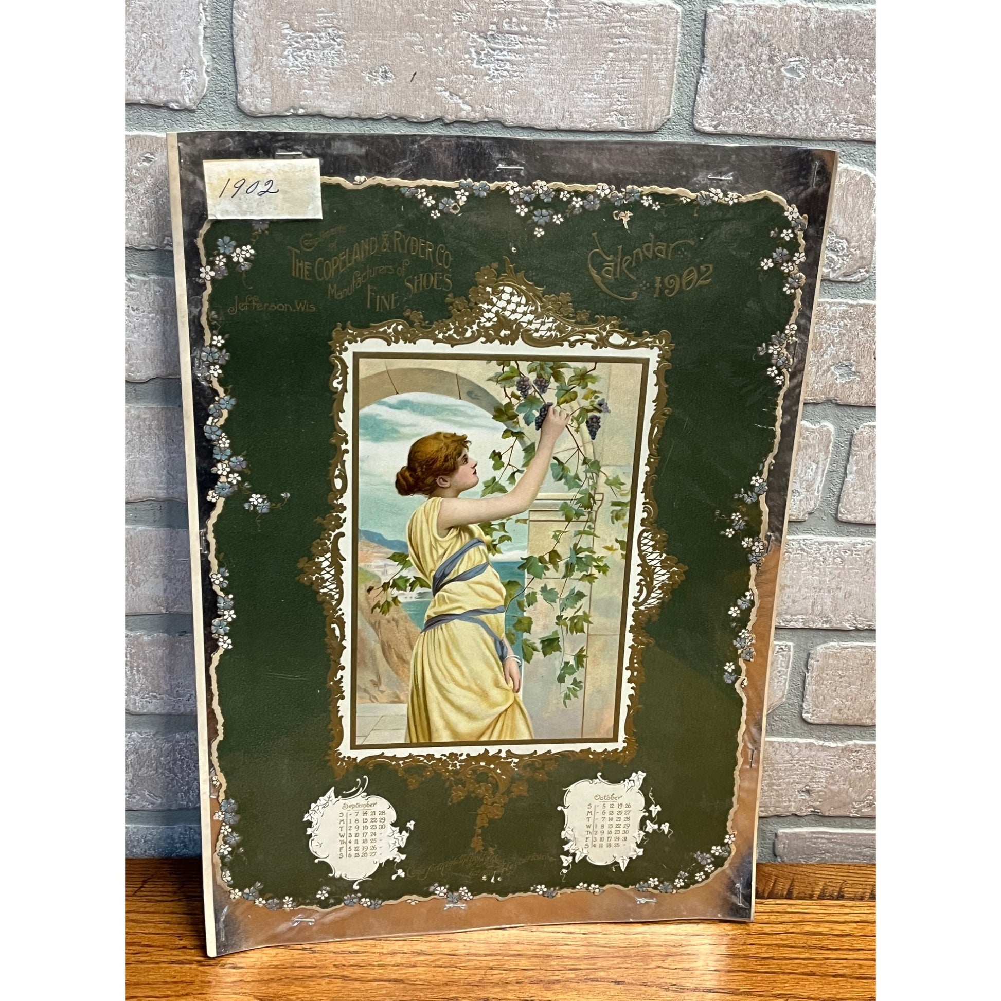 Antique Victorian 1902 Copeland & Ryder Shoes Jefferson Wis Advertising Sign
