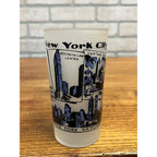 Vintage Frosted Drinking Glass New York City Attractions Hazel Atlas Statue of Liberty Empire State Building
