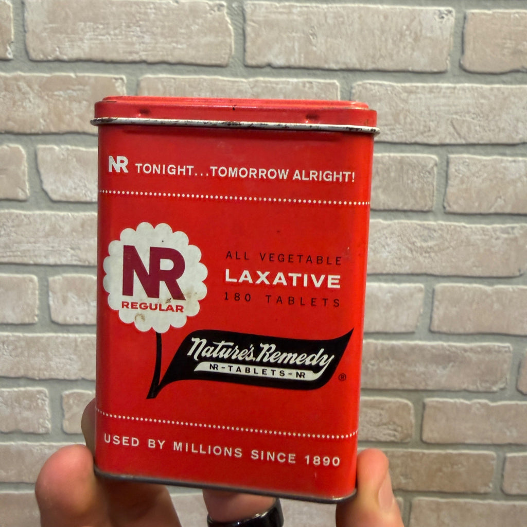Vintage NR Regular Nature's Remedy Laxative Tin Advertising Empty Red $1.19