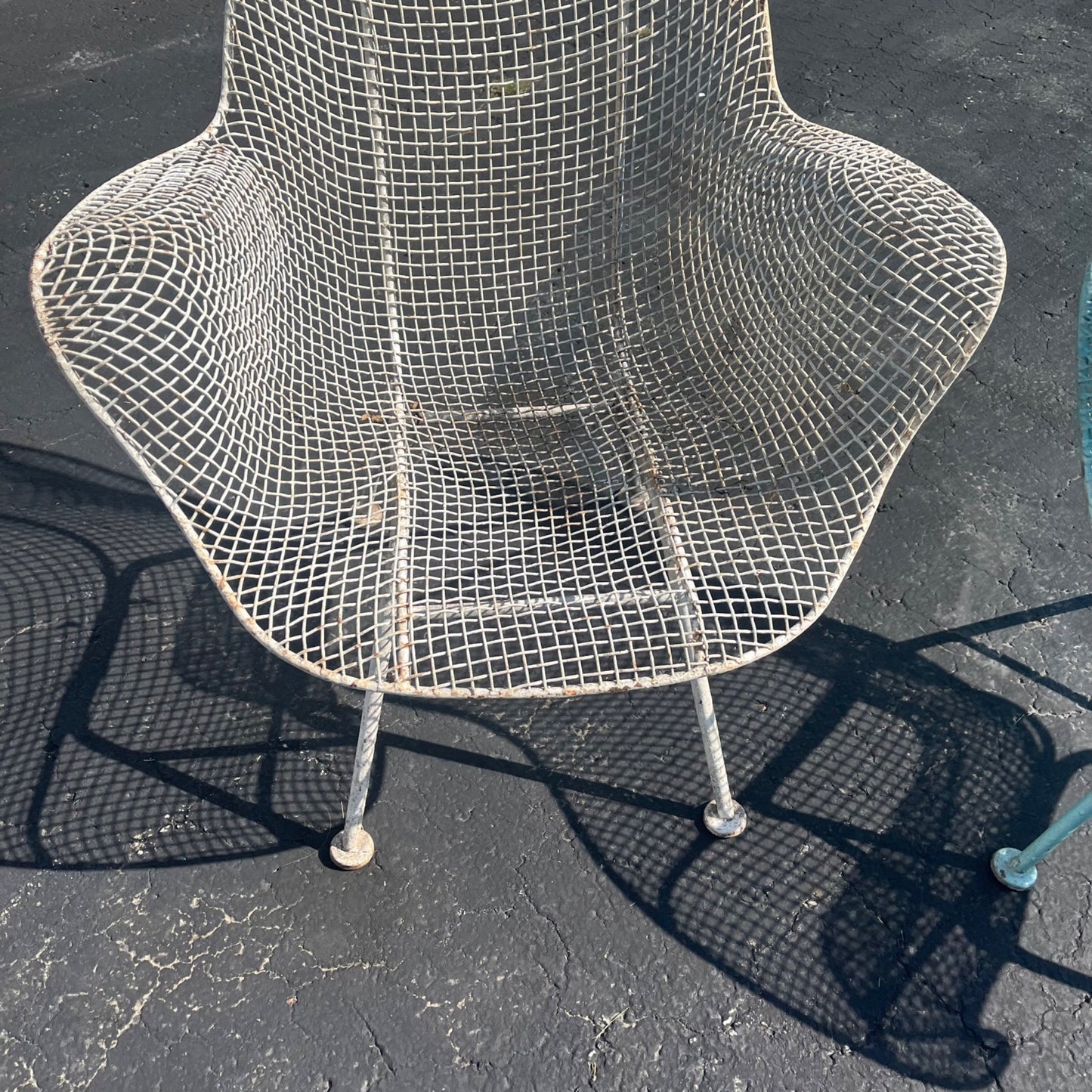 PAIR Russell Woodard Black Wrought Iron Steel Mesh Lounge Sculptura Chairs MCM