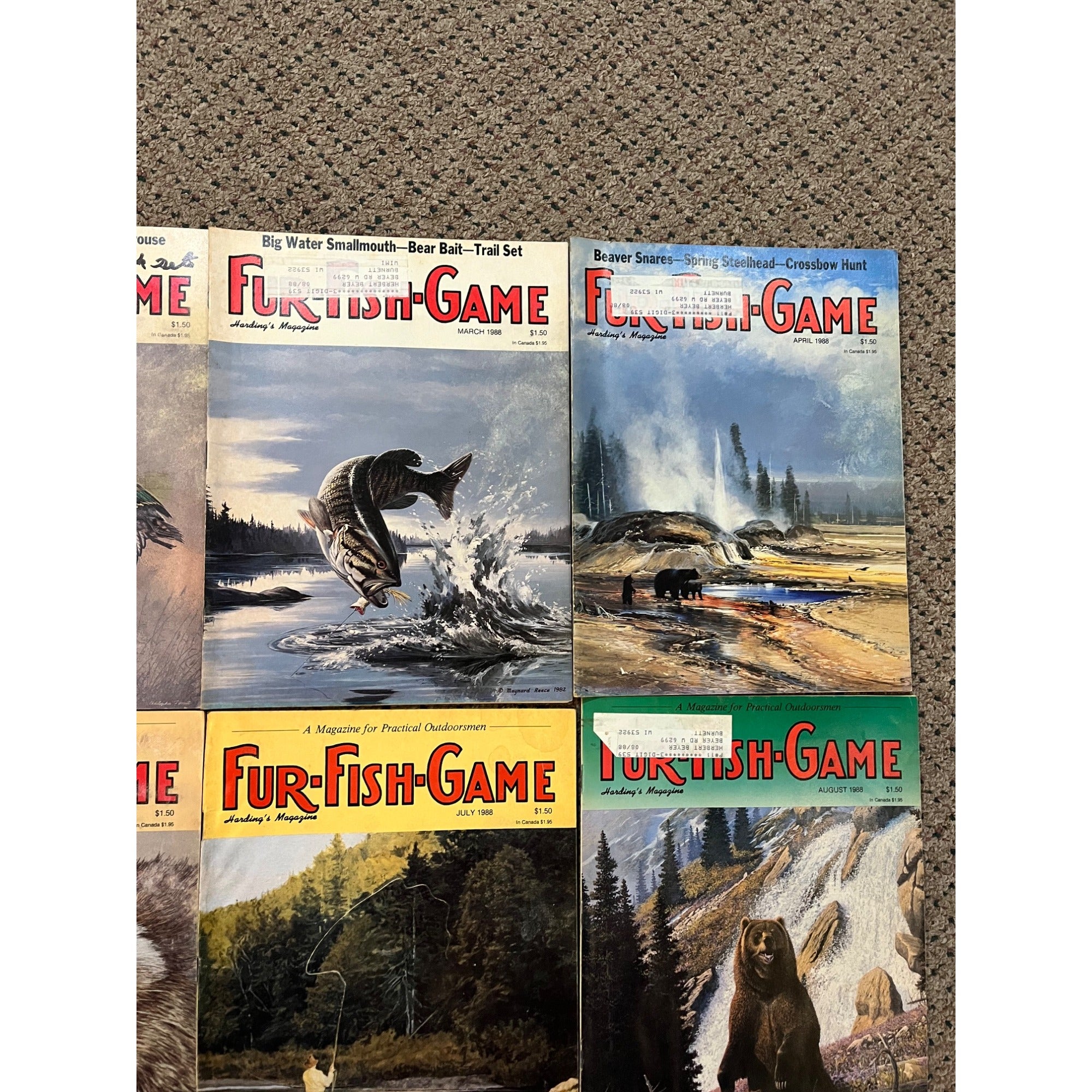 Vintage 1988 Fur, Fish, & Game Full Year Hunting Fishing Outdoorsman Magazines