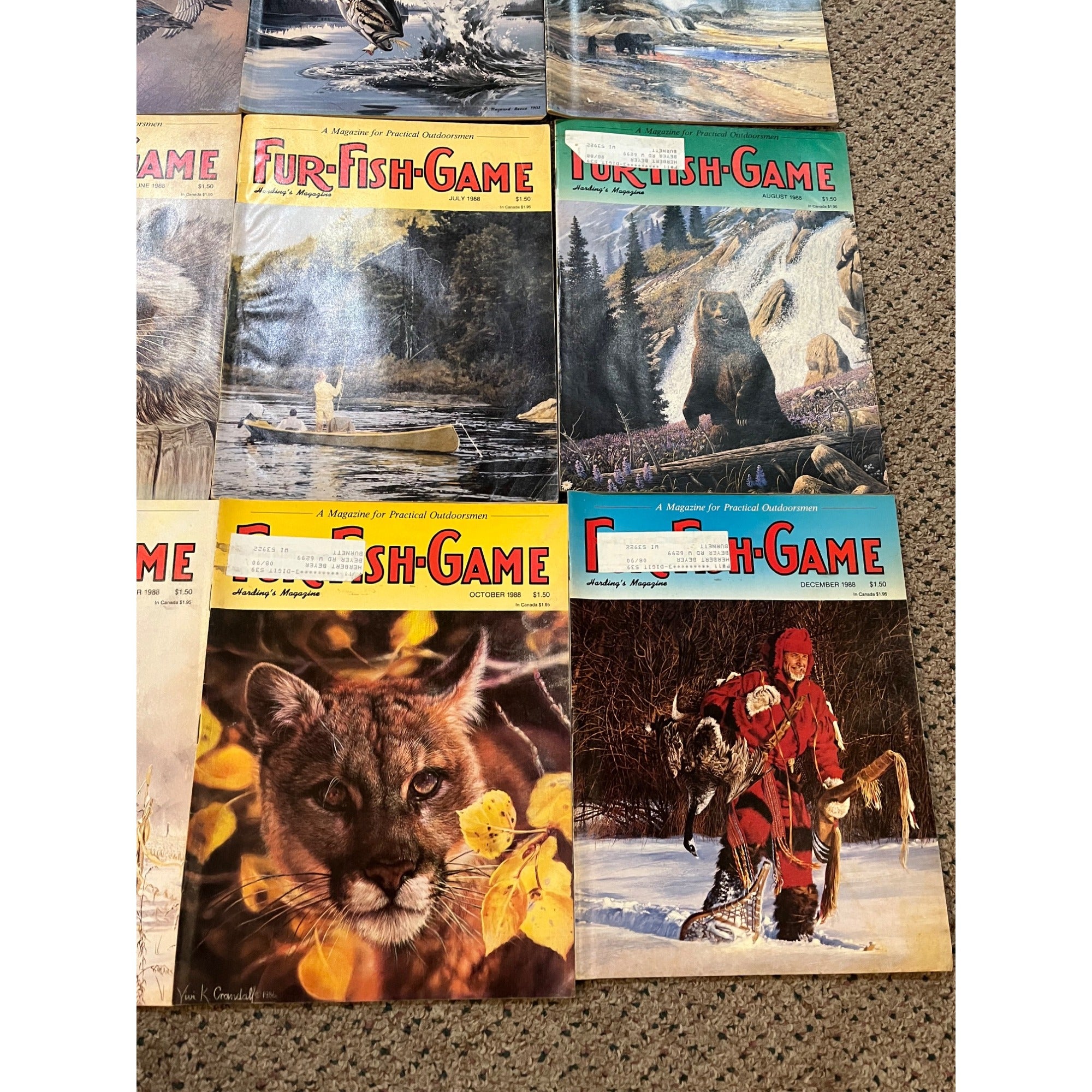 Vintage 1988 Fur, Fish, & Game Full Year Hunting Fishing Outdoorsman Magazines