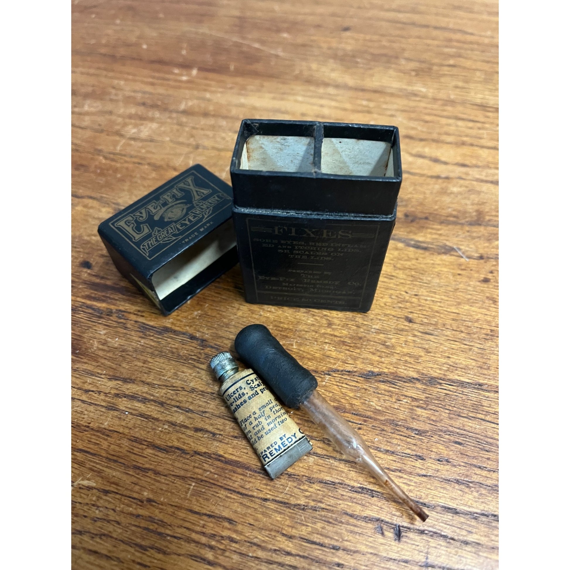 Vintage Early 1900s Eye-Fix Remedy Co. Detroit MI Medicine Box Drug Store