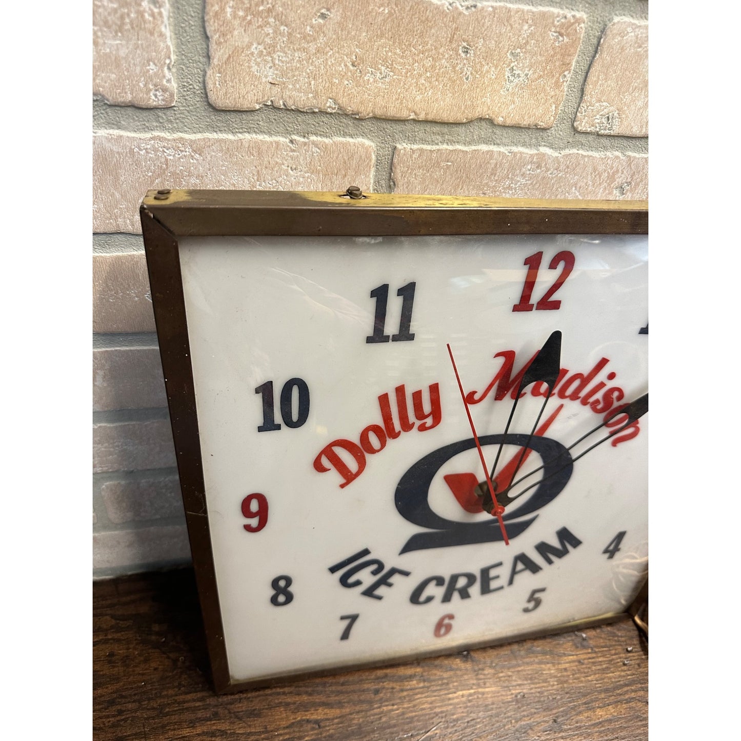 Vintage 1950s Dolly Madison Ice Cream Lighted Advertising Clock Sign