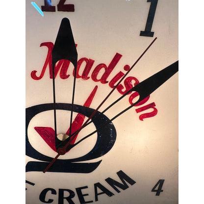 Vintage 1950s Dolly Madison Ice Cream Lighted Advertising Clock Sign