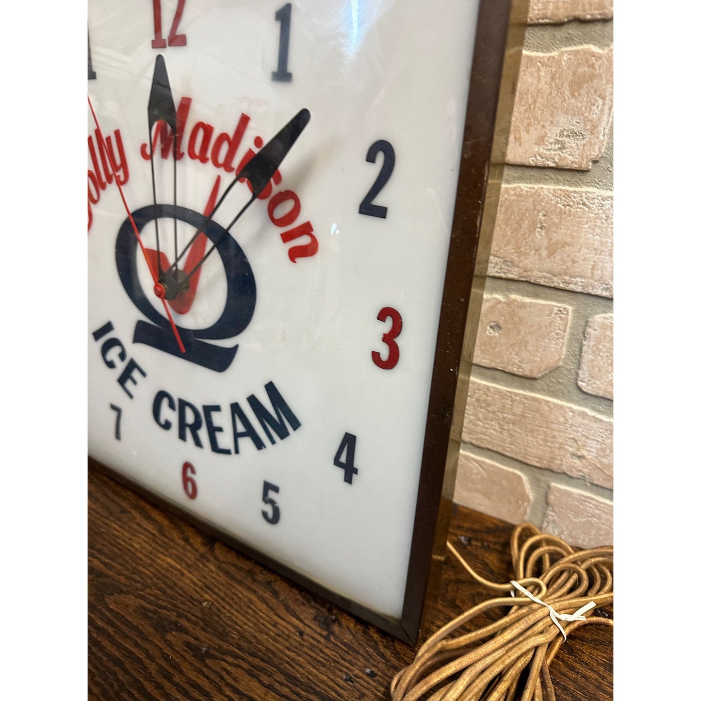 Vintage 1950s Dolly Madison Ice Cream Lighted Advertising Clock Sign