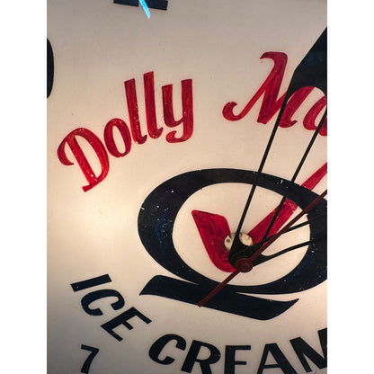 Vintage 1950s Dolly Madison Ice Cream Lighted Advertising Clock Sign