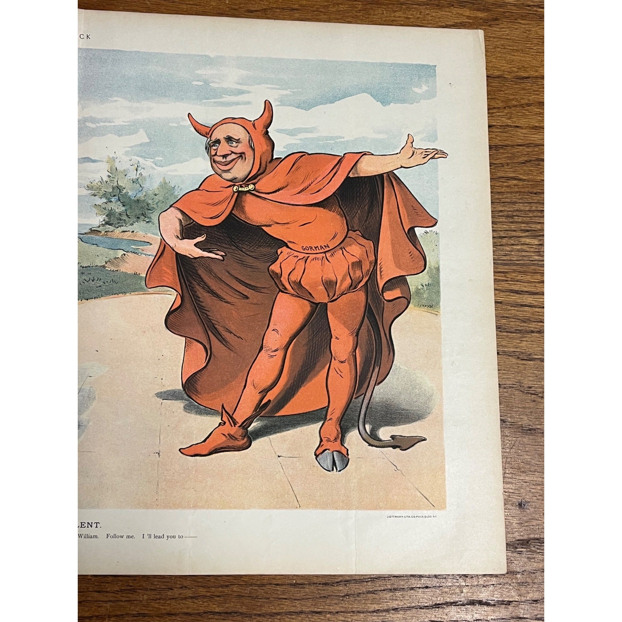 Vintage PUCK "Passing of Lent" William Jennings Bryan Political Cartoon Litho