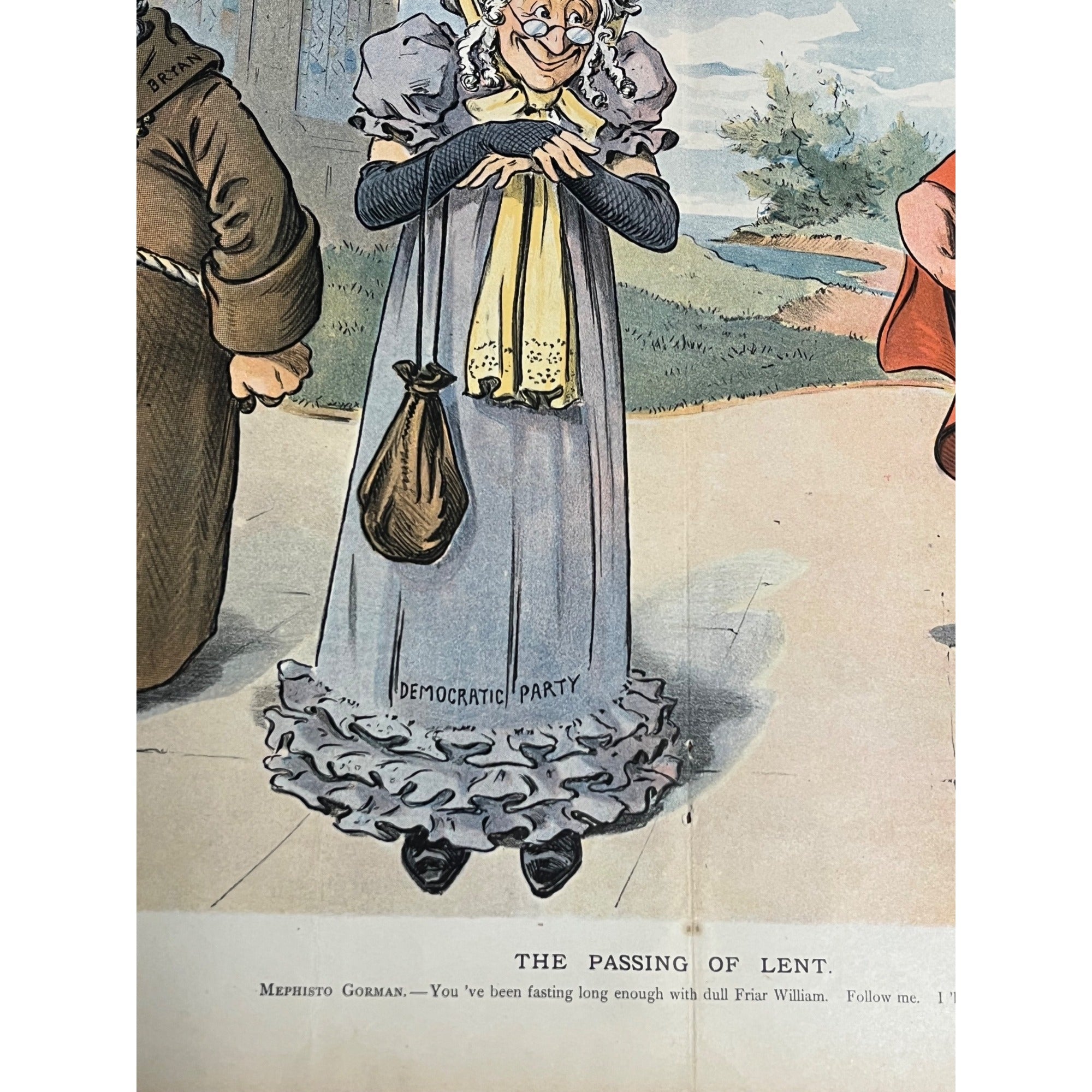 Vintage PUCK "Passing of Lent" William Jennings Bryan Political Cartoon Litho
