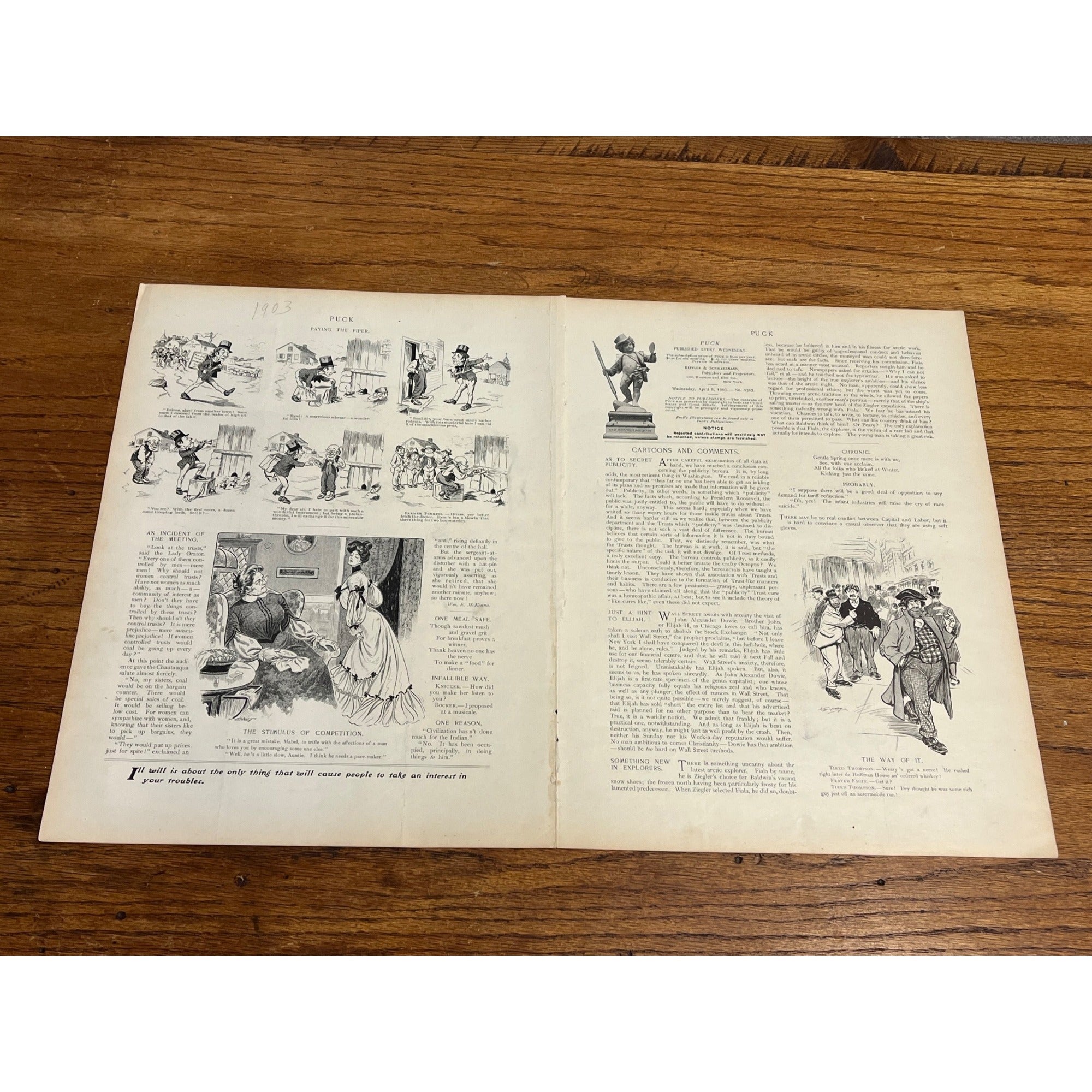 Vintage PUCK "Passing of Lent" William Jennings Bryan Political Cartoon Litho