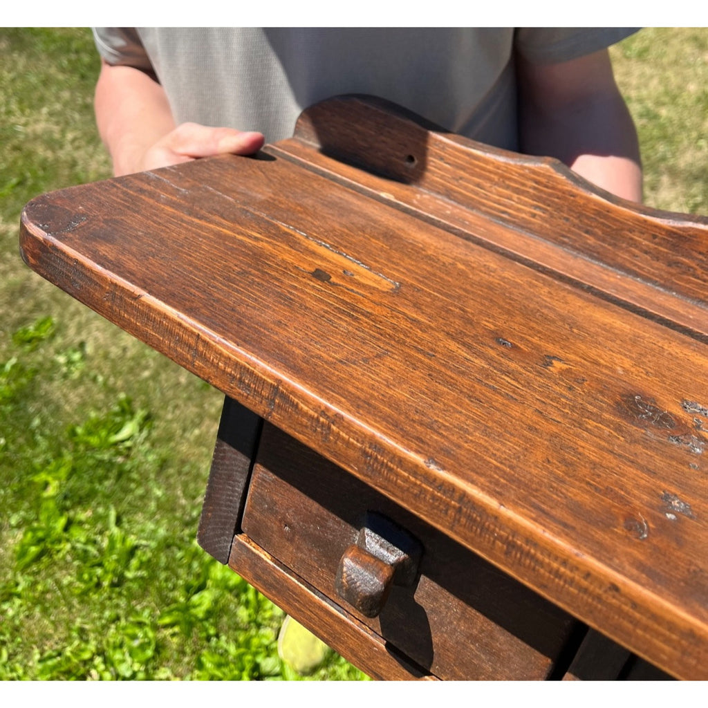Primitive Farmhouse Wall Shelf Cabinet 2 Drawer Hanging Spice Cupboard Country Pine