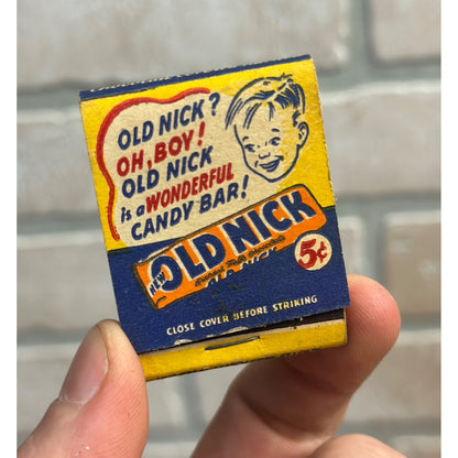 Vintage 1930s Matchbook - Old Nick Candy Bar - Advertising 5 Cents - Unstruck