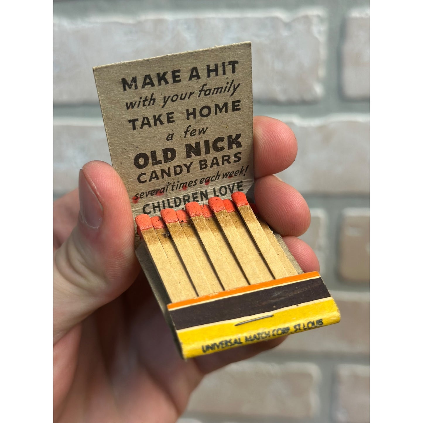 Vintage 1930s Matchbook - Old Nick Candy Bar - Advertising 5 Cents - Unstruck