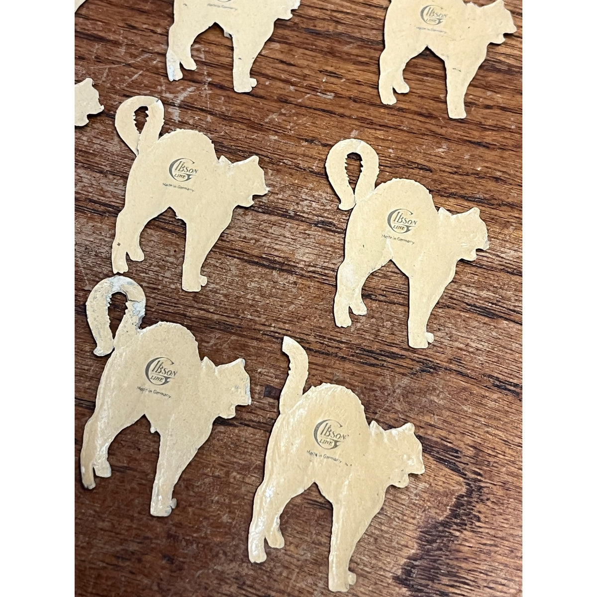 Antique 1920s Gibson Line Germany Halloween Black Cat Diecut Seals Lot (10)